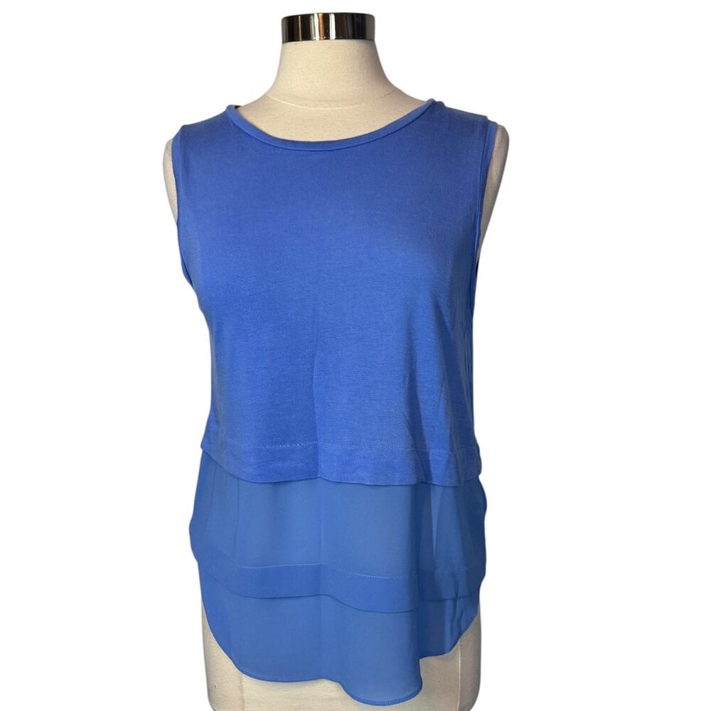 Michael Kors Women’s Medium Blue Tiered Layered Sleeveless Blouse